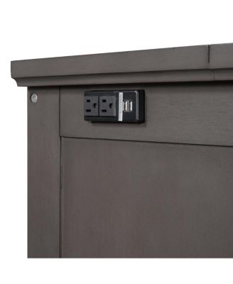 Solid Pine Wood Murphy Bed Chest with Charging Station, Queen