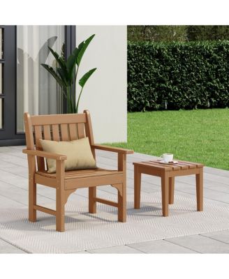2 Piece HDPE Adirondack Chair & Square Side Table Outdoor Patio Set