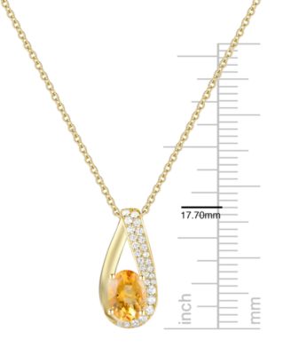Citrine (3/4 ct. t.w.) & Lab Grown White Sapphire (1/6 ct. t.w.) Pendant Necklace in 14k Gold Over Sterling Silver (also in Sterling Silver)