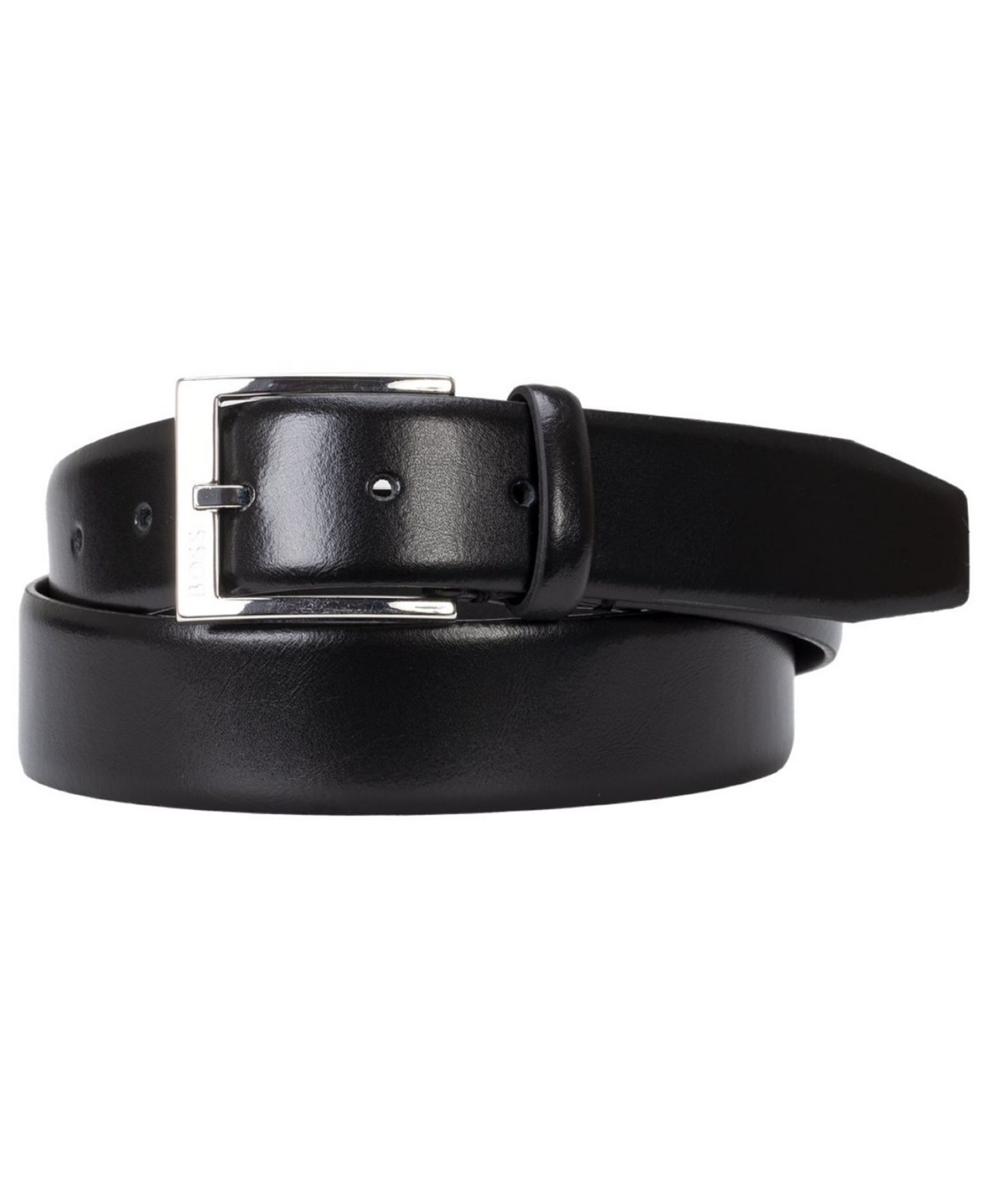 Мужской ремень Hugo Boss Silver-Tone Buckle Belt, цвет: Чёрный — фото 1