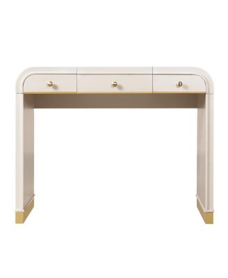 Classic Wood Vanity Desk with Flip Mirror & 2 Drawers, Champagne