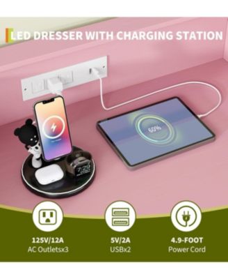 4-Drawer Dresser for Bedroom with Charging Station & RGB Lights, Tall Modern Wooden Chest of Drawers with App Control, Large Storage Cabinet