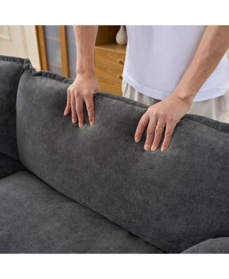 Oversized 41.73" Chenille Armchair with 1 Pillow, Modern Modular Reading Chair for Living Room or Bedroom, Deep-Seat DIY Sectional