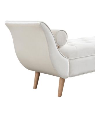 Upholstered Velvet Bench with 2 Pillows and Rolled Arms