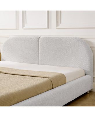 Streamdale Queen Size Upholstered Bed Frame, Modern Minimalist Curved Headboard