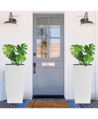 30" Tall Large Self-Watering Planter with Inner Tray & Water Level Monitor