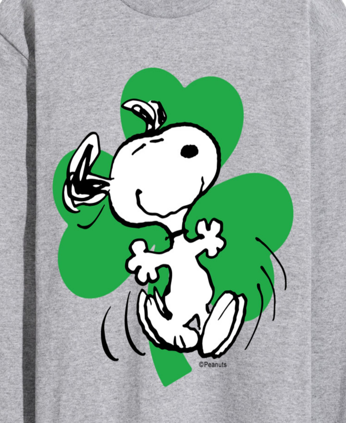 Мужская футболка AIRWAVES Peanuts Snoopy St. Patrick's Day Long-Sleeve Graphic, цвет: Серый меланжевый — фото 3