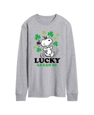 Men's Peanuts Snoopy Lucky as can be St. Patrick's Day Long-Sleeve Graphic T-Shirt