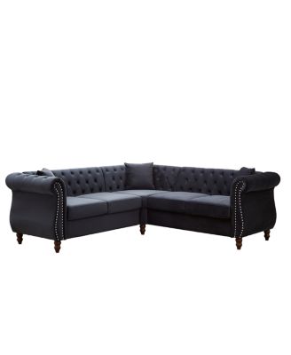 83.5" Oversized L-Shaped Sectional Sofa, 5-Seater Couch with 3 Pillows