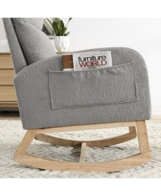 27.6W Modern Accent High Backrest Rocking Chair with Two Side Pockets 300LBS Capacity for Living Room Nursery