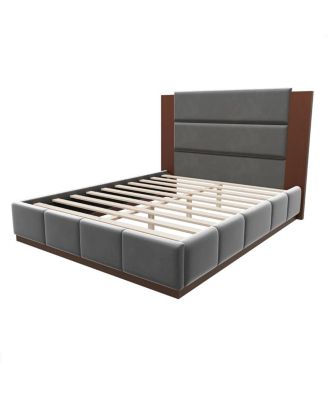 Elegant Upholstered Platform Bed with Extended Headboard