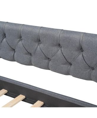 Upholstered Twin Daybed with 2 Drawers, Wood Slat Support