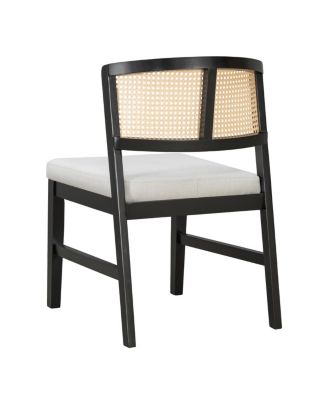 Set of 2 Rattan Dining Chairs, Fabric Upholstered Kitchen Side Chair