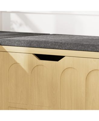 L-Shaped Modular Storage Bench with Cushion