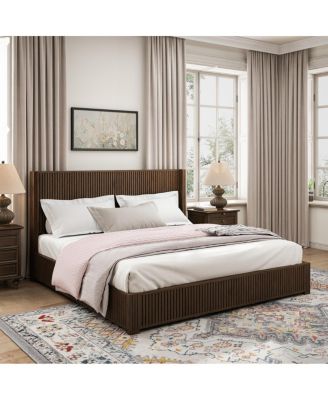 Solid Walnut King Platform Bed Frame - No Box Spring Needed