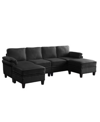 102" Contemporary L-Shaped Modular Sectional Sofa with Storage Ottoman