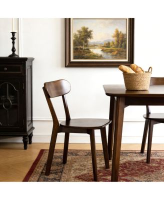 Set of 2 100% Solid Wood Dining Chairs, Mid Century Modern Walnut Chairs.