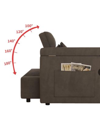  65-inch 3-in-1 foldable sofa bed with table, storage armrests