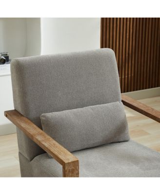 Swivel Upholstered Accent Chair with Solid Wood Armrests