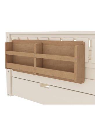 Bookshelf bed with stairs, safety rails, trundle
