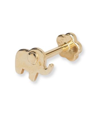 Solid 14k 18G Cubic Zirconia Small Elephant Cartilage Labret Flat-back Piercing