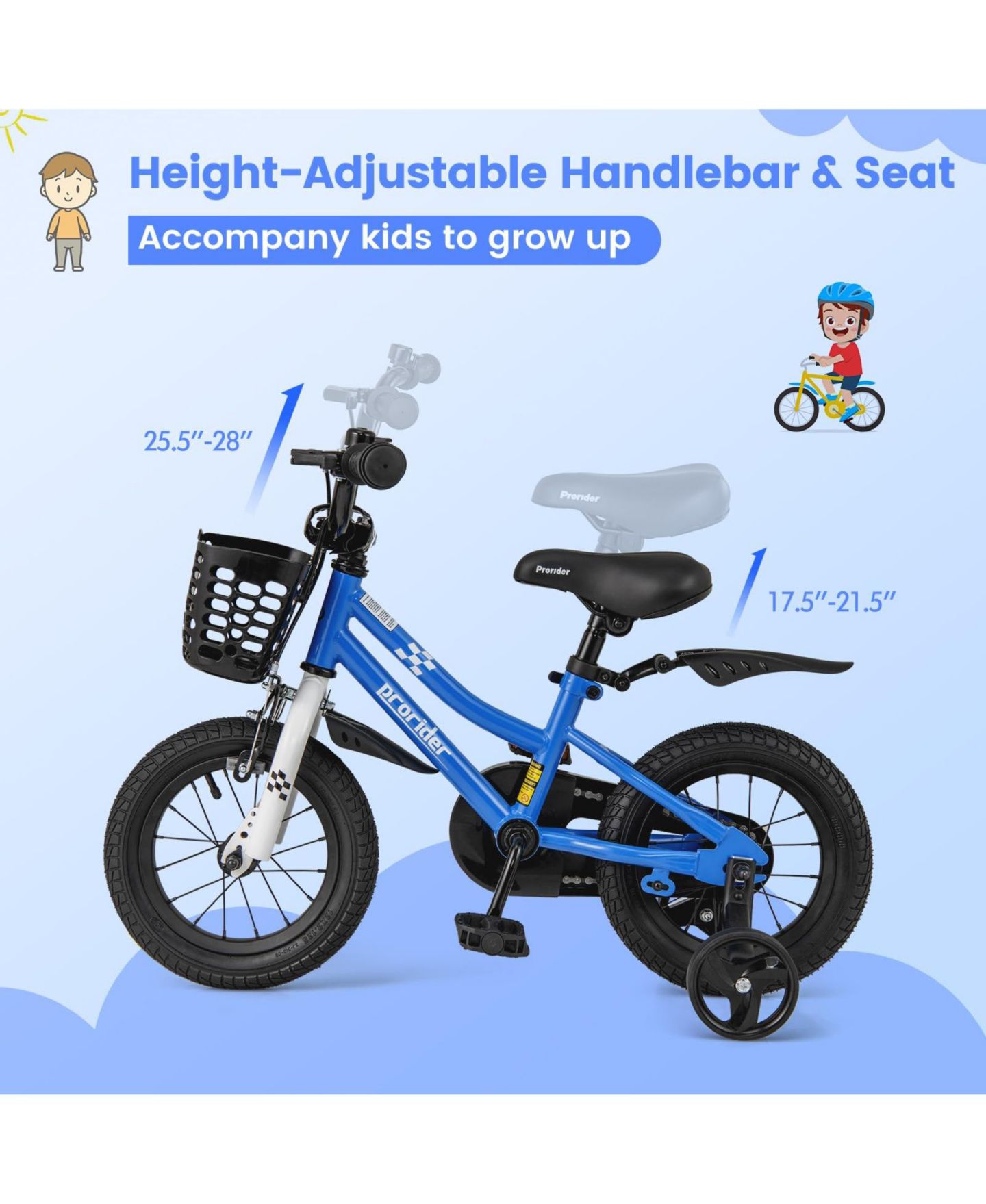 Детская игрушка Mecale Kids Bike 12" with Dual Braking System and Removable Training Wheels Bicycle, Ages 3-4, цвет: Синий — фото 5