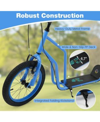 Youth Scooter with Adjustable Handlebar and 16/14-Inch Inflatable Wheels