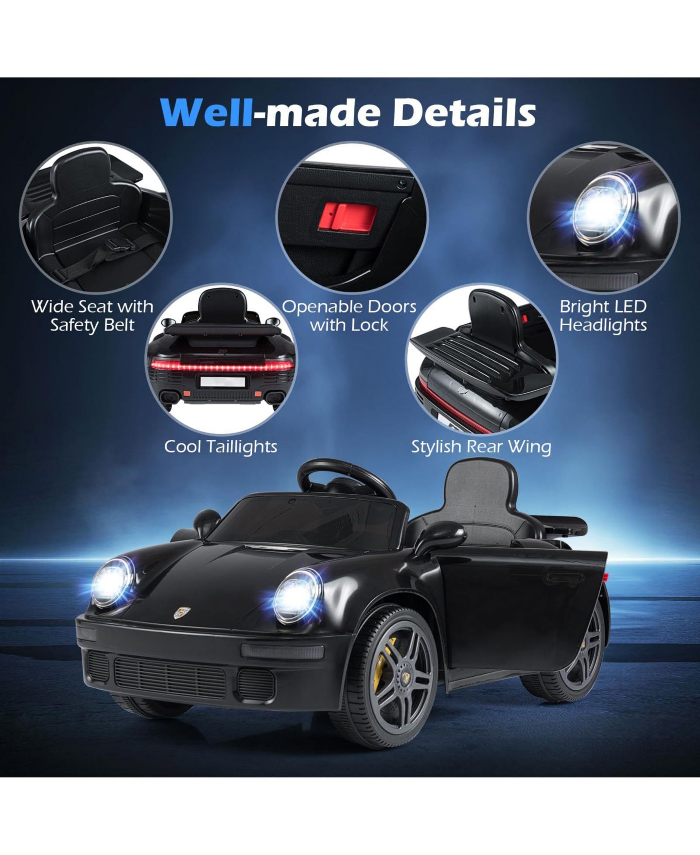 Детская игрушка Mecale 12V Electric Ruf Ctr Remote Control Ride-On Car, Ages 3+, цвет: Чёрный — фото 6