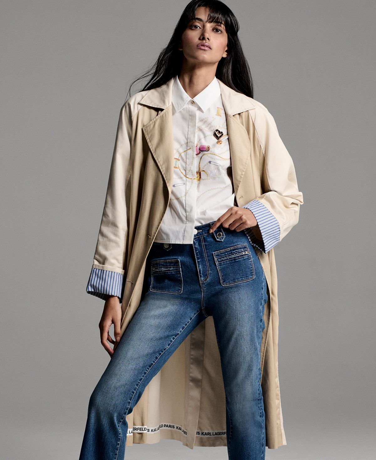 KARL LAGERFELD PARIS Women's Mid-Rise Straight Leg Jeans view 8 — MAYCSS fashion products