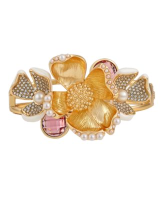 Side Hinge Floral Statement Bracelet