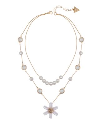 Imitation Pearl and Flower Layered Necklace