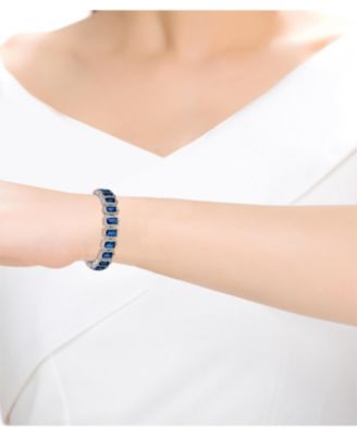 Elegant Halo White Gold Plated Blue CZ Tennis Bracelet