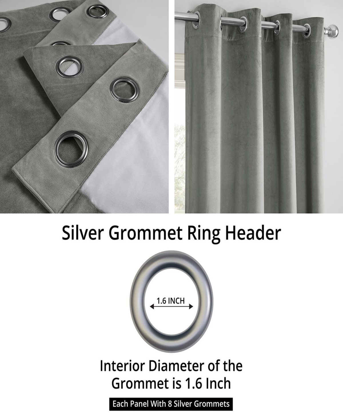 Half Price Drapes Silver Grey Grommet Signature Velvet Blackout Curtain