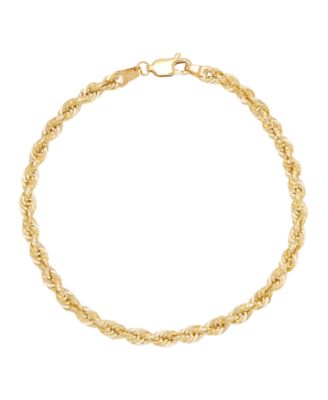 Hollow Rope Chain Bracelet in 14k Yellow Gold
