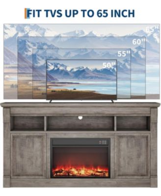 58" Fireplace TV Stand with 36" Electric Fireplace & Storage