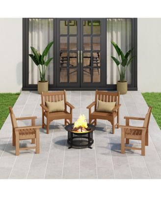 Outdoor Patio HDPE Adirondack Dining Arm Chairs (Set of 4)