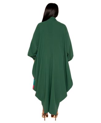 Women's Plus Size Contrast Print Drapy Shirt Maxi Dress