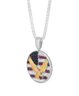 Lab Grown Diamond (1/4 ct. t.w.) & Created Ruby (3/8 ct. t.w.) Pendant Necklace in 14k Yellow Gold Over Sterling Silver