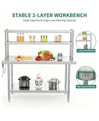 Stainless Steel Workbench with Shelves for Kitchen, Garage, Workshop