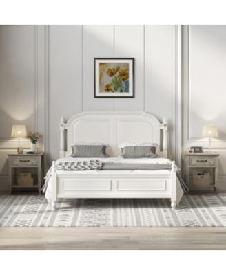 Nightstands, End Table with Drawer, Side Table for Living Room, 2 Tiers Storage Shelves Bedside Table