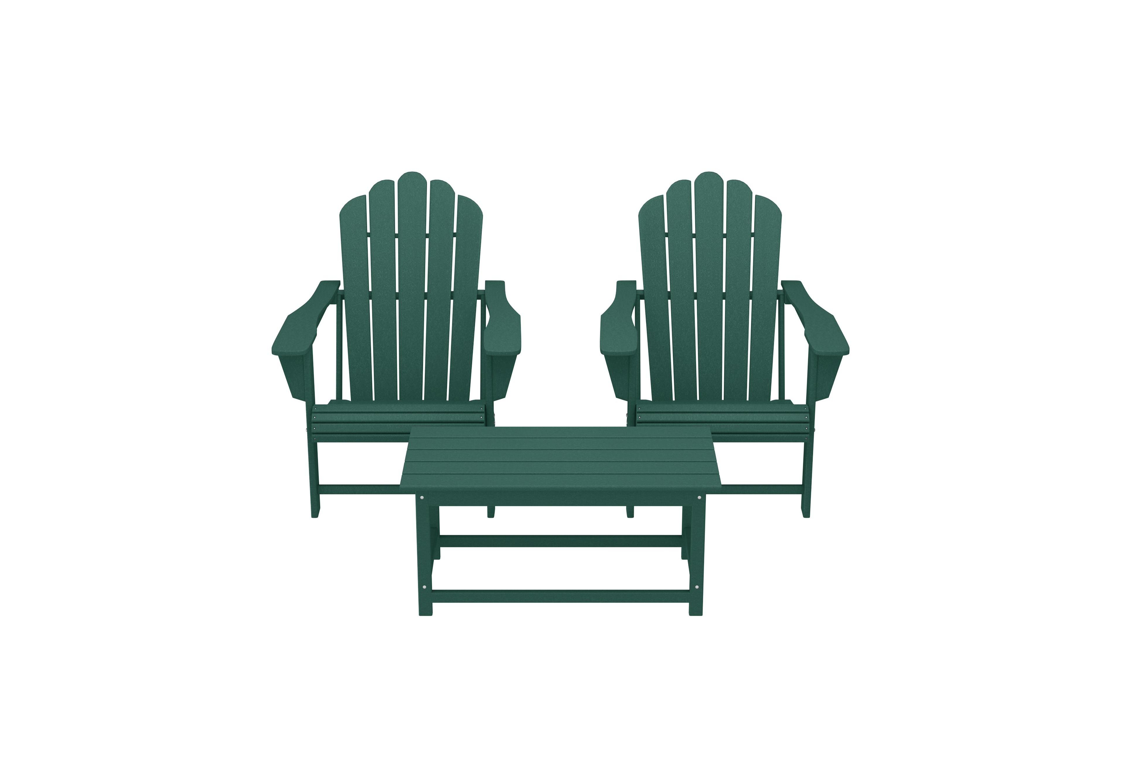 WestinTrends 3-Piece Adirondack Chairs with Cup Holders and Coffee Table Set