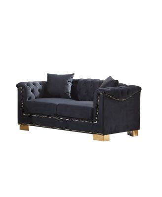 Streamdale Classic Modern Chesterfield Velvet Sofa, Rolled Arm Double Sofa