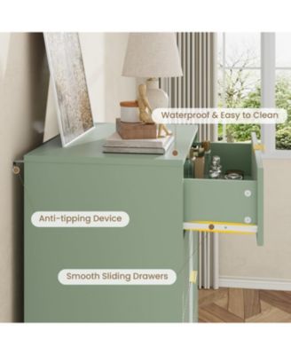 Fluted Dresser for Bedroom with 5 Drawers, 44.3" Tall Modern Chest of Drawers with Metal Handle, Wooden Closet Clothes Storage Organizer