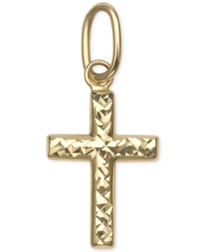 image of Small Textured Cross Pendant in 14k Gold