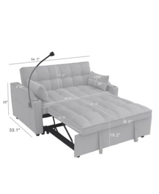 Modern Velvet Loveseat Futon Sofa Couch w/Pullout Bed,3 in 1 Convertible Sleeper Sofa Bed with adjustable Reclining Backrest