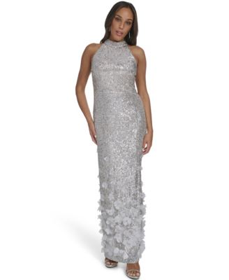 Women's Sequin 3D Floral Gown