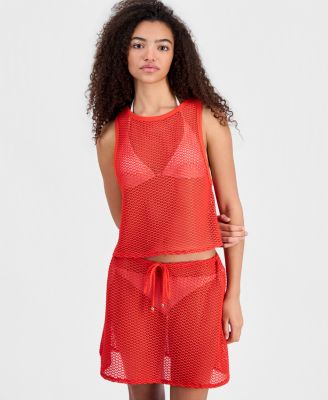 Women's Crochet Swim Cover Up Crop Tank Top