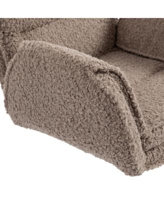 Criss Cross Teddy Fleece Swivel Chair with Adjustable Armrests & Wheels