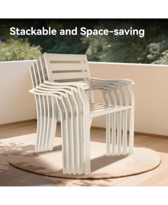  VRSHWO Iron Terrace Dining Chairs, Set of 2 Cream Outdoor Metal Chairs