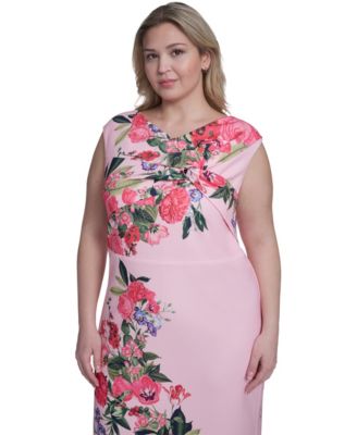 Plus Size Floral Print Sheath Midi Dress